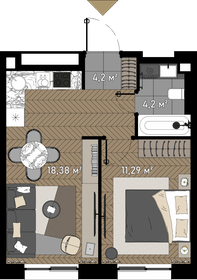 39,3 м², 1-комнатные апартаменты 21 199 036 ₽ - изображение 97