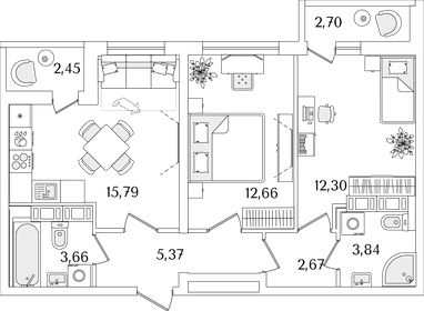 61,2 м², 2-комнатная квартира 14 044 805 ₽ - изображение 79