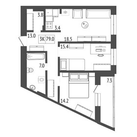 Квартира 79 м², 3-комнатная - изображение 2