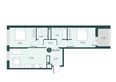 75,4 м², 2-комнатная квартира 5 990 000 ₽ - изображение 57
