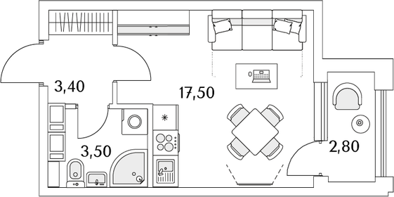 25,8 м², квартира-студия 6 187 912 ₽ - изображение 69