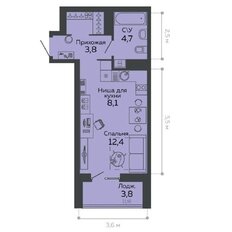 Квартира 34 м², студия - изображение 5