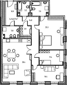 Квартира 136,9 м², 3-комнатная - изображение 1