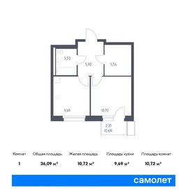 Квартира 36,1 м², 1-комнатная - изображение 1