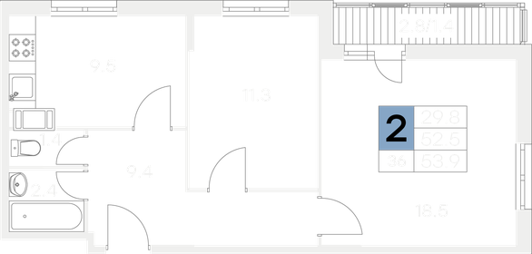 53,4 м², 2-комнатная квартира 6 500 000 ₽ - изображение 47