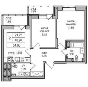 45,4 м², 2-комнатная квартира 10 237 728 ₽ - изображение 26