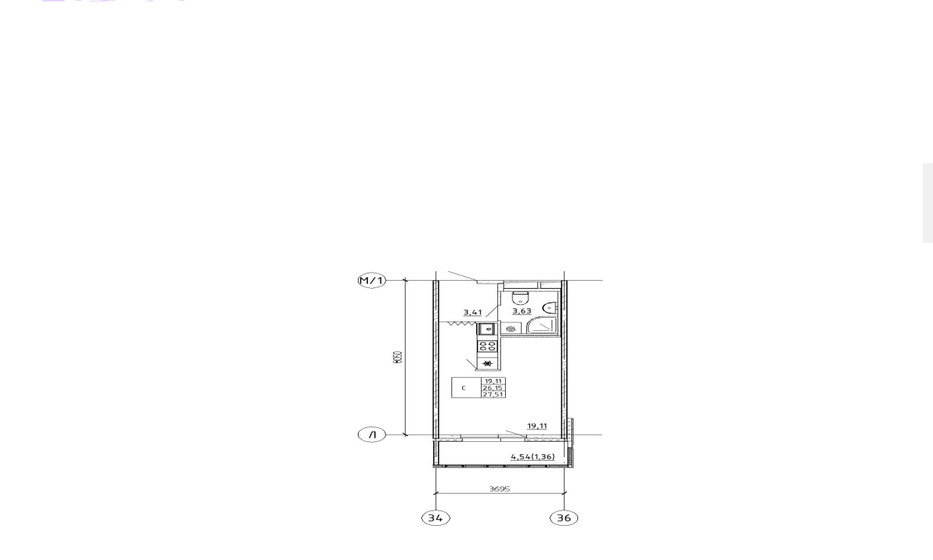 27 м², квартира-студия 3 200 000 ₽ - изображение 1