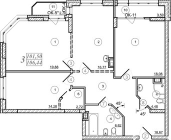 107,8 м², 3-комнатная квартира 11 320 000 ₽ - изображение 34