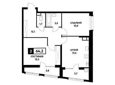 Квартира 64,2 м², 2-комнатная - изображение 1