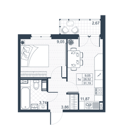 29,9 м², 1-комнатная квартира 4 449 140 ₽ - изображение 27