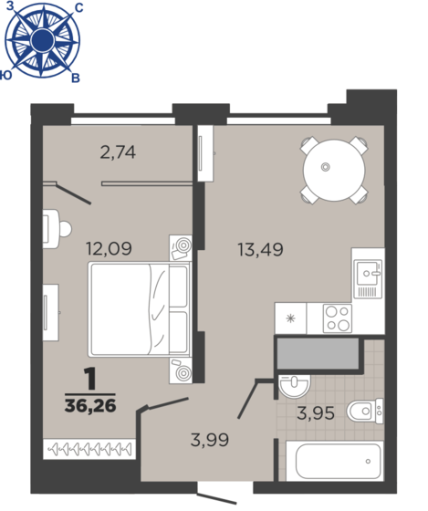 36,3 м², 1-комнатная квартира 4 523 788 ₽ - изображение 23