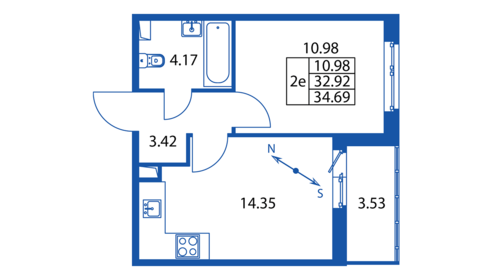 31,1 м², 1-комнатная квартира 4 500 000 ₽ - изображение 153