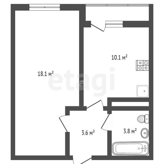 36,6 м², 1-комнатная квартира 3 400 000 ₽ - изображение 1
