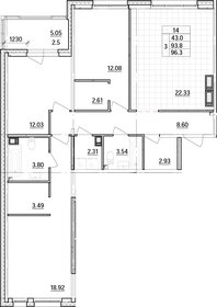 Квартира 96,4 м², 3-комнатная - изображение 1