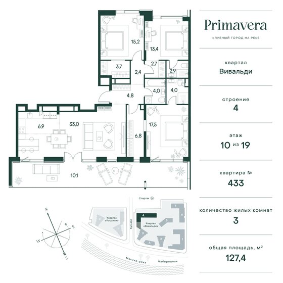 127,4 м², 3-комнатная квартира 94 123 120 ₽ - изображение 1