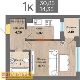 Квартира 31,3 м², 1-комнатная - изображение 1