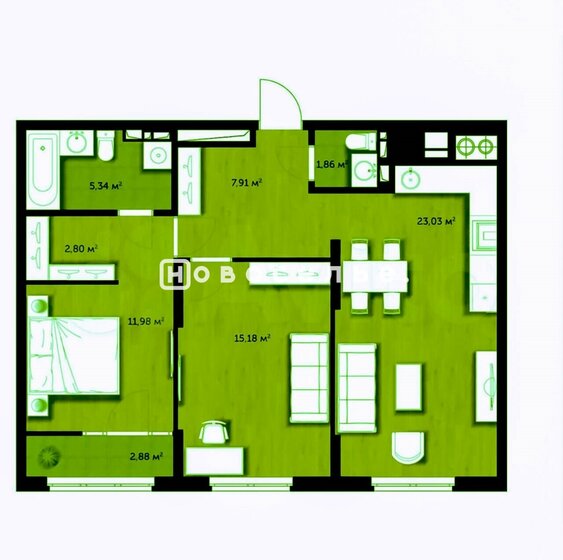 70 м², 2-комнатная квартира 7 965 000 ₽ - изображение 1