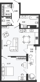Квартира 65,6 м², 1-комнатная - изображение 1