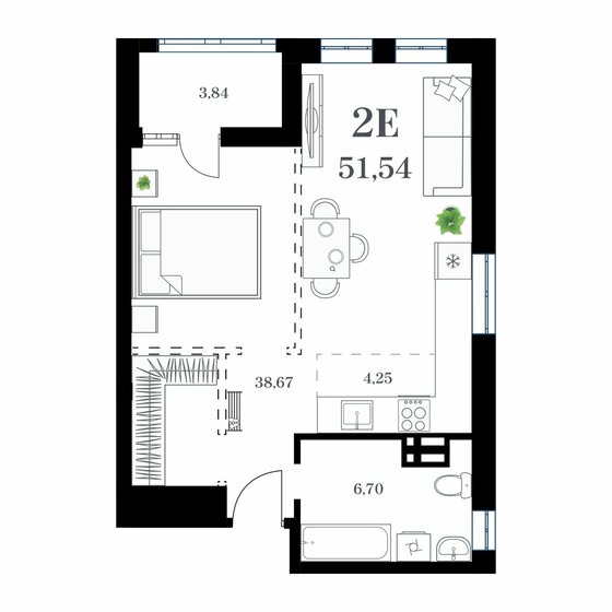 51,5 м², 2-комнатная квартира 10 720 400 ₽ - изображение 1