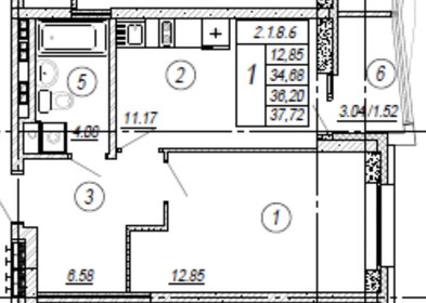 Квартира 36,2 м², 1-комнатная - изображение 1