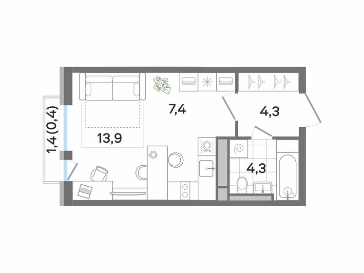 30,3 м², квартира-студия 5 620 291 ₽ - изображение 25