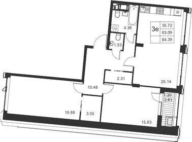 Квартира 84,4 м², 2-комнатная - изображение 1