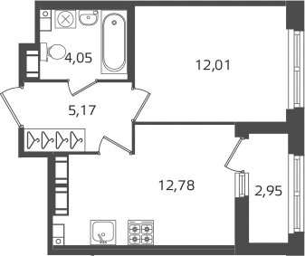 35,5 м², 1-комнатная квартира 9 295 000 ₽ - изображение 1