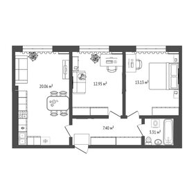 Квартира 56,9 м², 2-комнатная - изображение 3