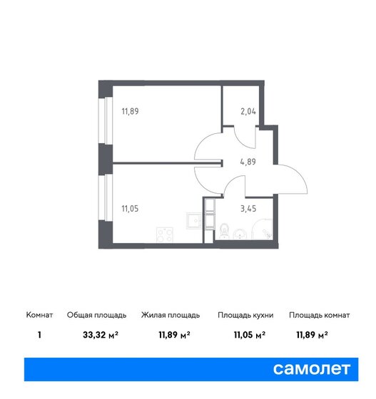 33,3 м², 1-комнатная квартира 8 330 782 ₽ - изображение 1