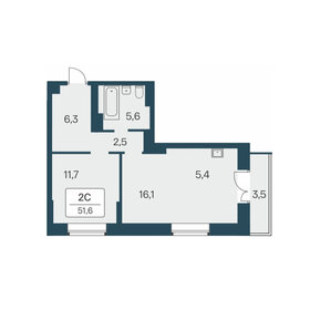 Квартира 51,6 м², 2-комнатная - изображение 1