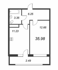 Квартира 33,6 м², 1-комнатная - изображение 1