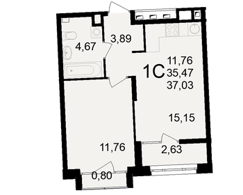 38,1 м², 1-комнатная квартира 4 109 400 ₽ - изображение 13