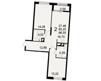 Квартира 66,6 м², 2-комнатная - изображение 1