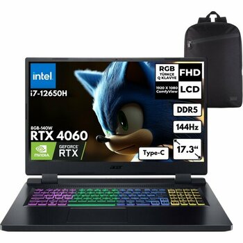 Acer Nitro 5 AN517-55-79B5 I7-12650H 32-Gbddr5 1 Tbssd RTX4060 (8GB-140W) 17.3" Fhd Freedos Taşınabilir bilgisayar + Hmf Sırt Çantası NH.QLFEY.004HMF2
