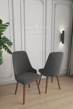 DEREN HOME Vanessa Serisi 6 Adet Antrasit Mutfak Ve Salon Sandalyesi