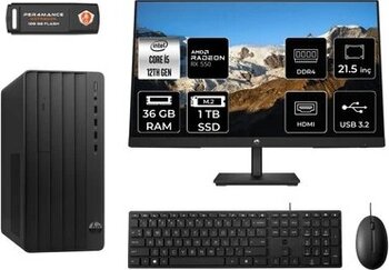 Hp Pro Tower 290 G9 Ma5ead183 İ5 12500 36Gb Ram 1Tb Ssd Rx550 4Gb 21.5" Fdos Masaüstü Pc