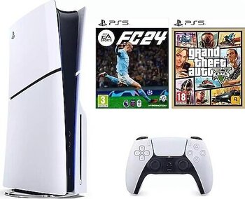 Sony Playstation 5 Slim 1 TB Beyaz Oyun Konsolu + GTA 5 + EA SPORTS FC 24