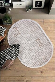 Halı Sepeti Enti Bonn 8809 Bej Oval Iskandinav Halı Salon Halısı Kesme Halı Yolluk - Bej - Gri - 100 x 300 cm
