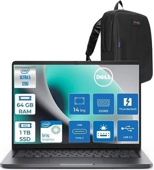 Dell Pro 14 Intel Core 5 120U 64Gb Ddr5 1Tb Ssd Intel Graphics 14" Fhd+ Ips 300Nıts Windows 11 Pro Taşınabilir Bilgisayar Pc14250c516520h22 + Zettaçanta