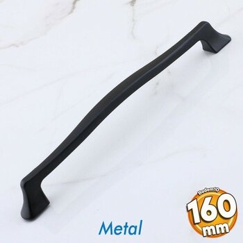Badem10 Venüs Siyah Metal Kulp 160 mm -16 cm Mobilya Çekmece Mutfak Dolabı Dolap Kulpları Siyah