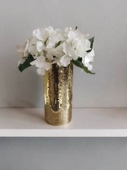 Işıltı Home Desing Aynalı Cam Vazo Uzun Boy Gold  Renk