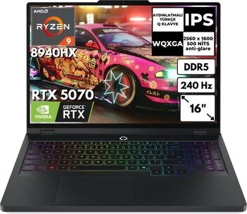 Lenovo Legion Pro 5 16ADR10 R9 8940HX 32 GB 4 TB SSD 8 GB RTX 5070 16 inç 240 Hz WQXGA Freedos Dizüstü Bilgisayar 83LT0046TRAT20