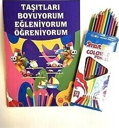 Smart Kids Kuru Boya Kalemi 12 Renk 1 Adet Boyama Kitabı