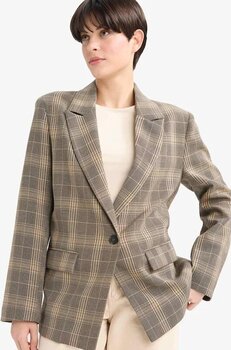Defacto Regular Fit Kareli Blazer Ceket G0678ax25aubn220 Kahve 36