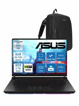Asus Rog Strix Scar 16 G635lx-Rw145 Ultra 9 275hx Aı 24gb Gb 2tb Ssd 24gb/Rtx5090 Gddr7 175w 16" Wqxga 240hz 3ms 1200nits Freedos Gaming Laptop Wrwf14505+Zettaçanta