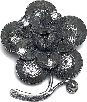 Midyat Nurtaş Gümüş Papatya Model Oksitli Telkari Kadın Gümüş Broş