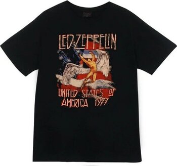 Stonedfame Led Zeppelin Baskılı Siyah %100 Pamuk M Kısa Kol T-Shirt
