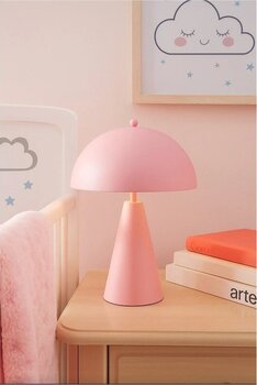 Metal Pembe Abajur Çalışma Bebek Odası Modern Dekoratif Masa Lambası Pembe