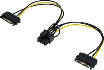 Keepro 8 Pin (6 + 2) Pcı-E Dişi To 2x 15 Pin Sata Erkek 30 cm Güç Kablosu