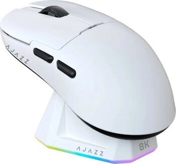 Ajazz AJ159 Pro Beyaz 6 Tuş Kablosuz Kablolu Bluetooth 26.000 DPI Oyuncu Mouse